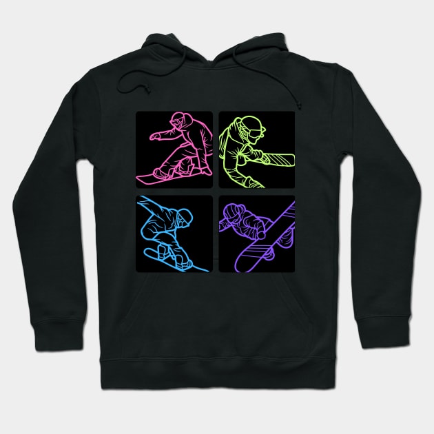 Neon Snowboarding Squares - Vibrate Colors Hoodie by TeeTopiaNovelty